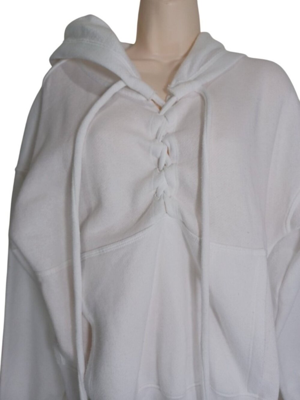 Free People Movement Believe It Lace Up Oversize Crop Hoodie White Womens Sz M - Picture 3 of 10